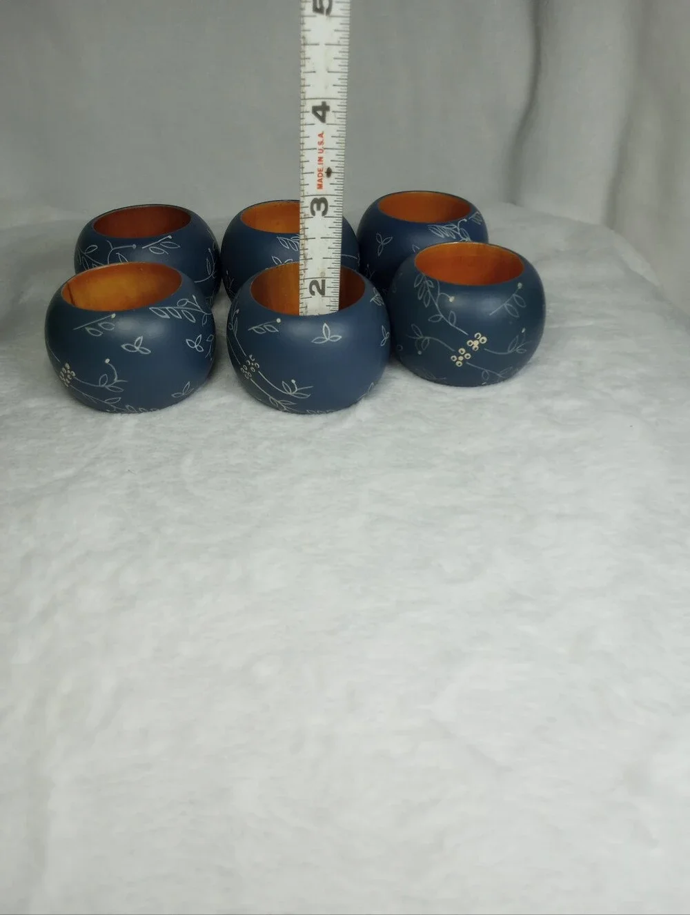 Wooden Floral Lacquer Napkin Rings Set Of 6 Elevated Dining Dinner Party Cottage